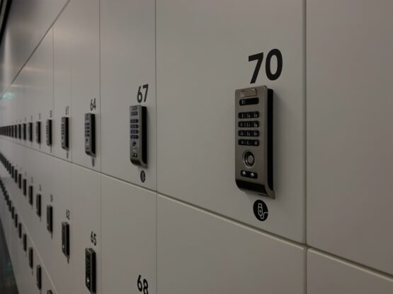 close up of electronic lockers