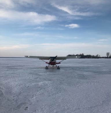 Photo of the Maule aircraft on the frozen pond behind Julie Torres's home.