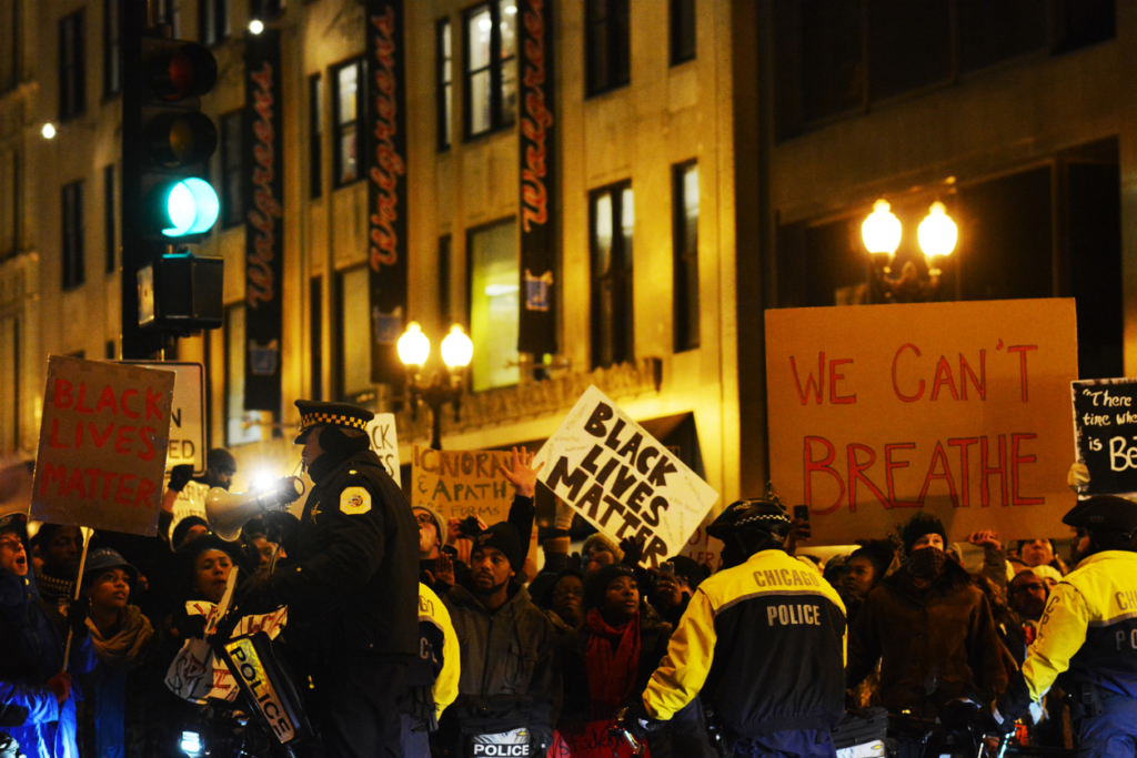 photo of a Black Lives Matter protest in Chicago 2014