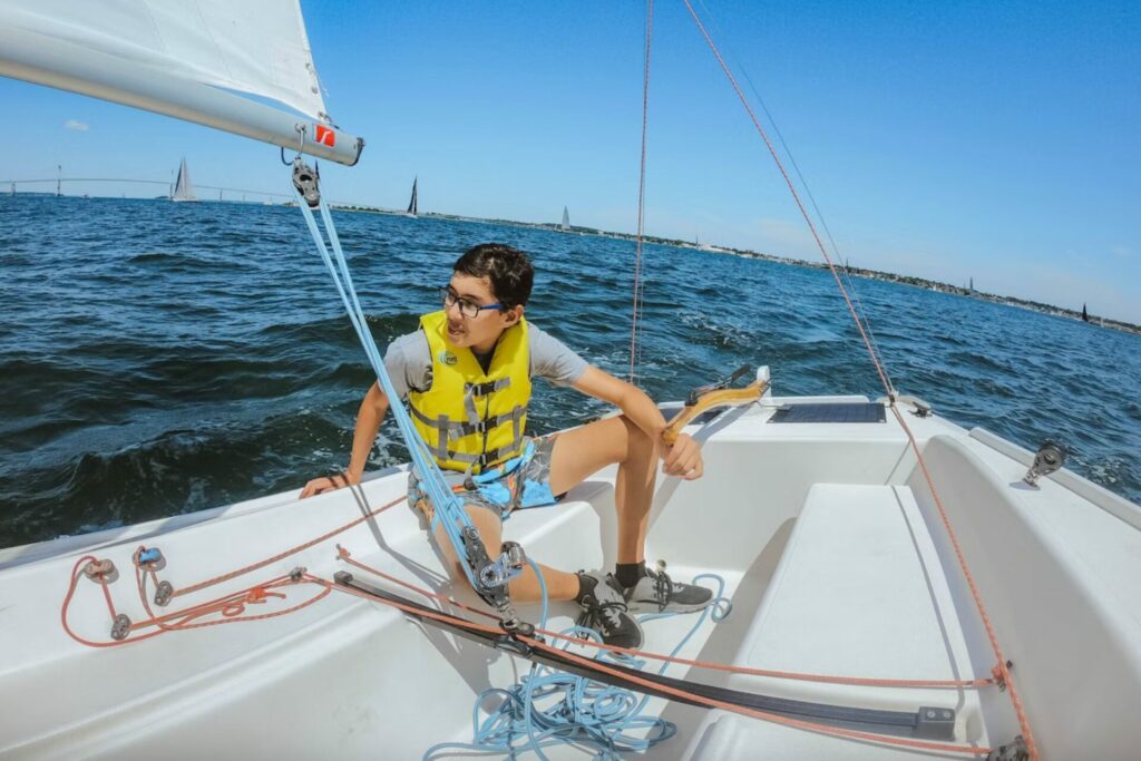 Fab Newport learner sailing out at sea