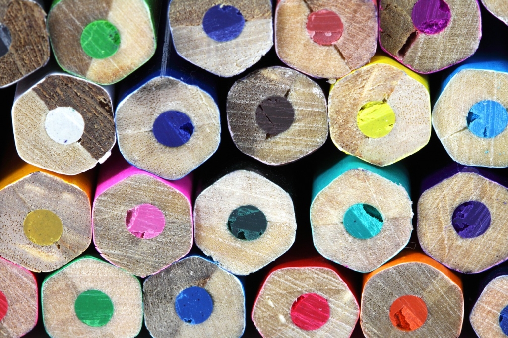 close up of colored pencils