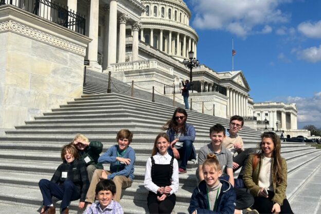 Hazel Hales and her fellow learners from The Village School in Washington, DC after giving a speech