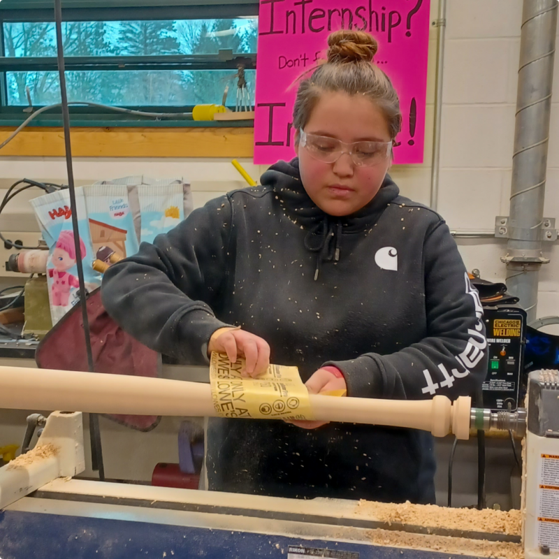 Lafayette learner sanding wood