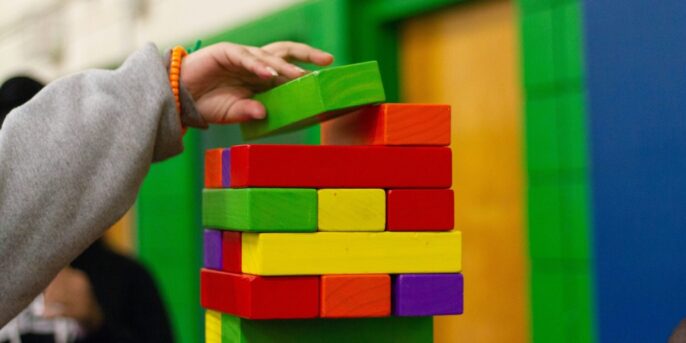 close up of stacked blocks