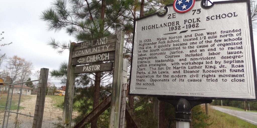 Photo of historical sign for highlander folk school