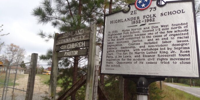 Photo of historical sign for highlander folk school